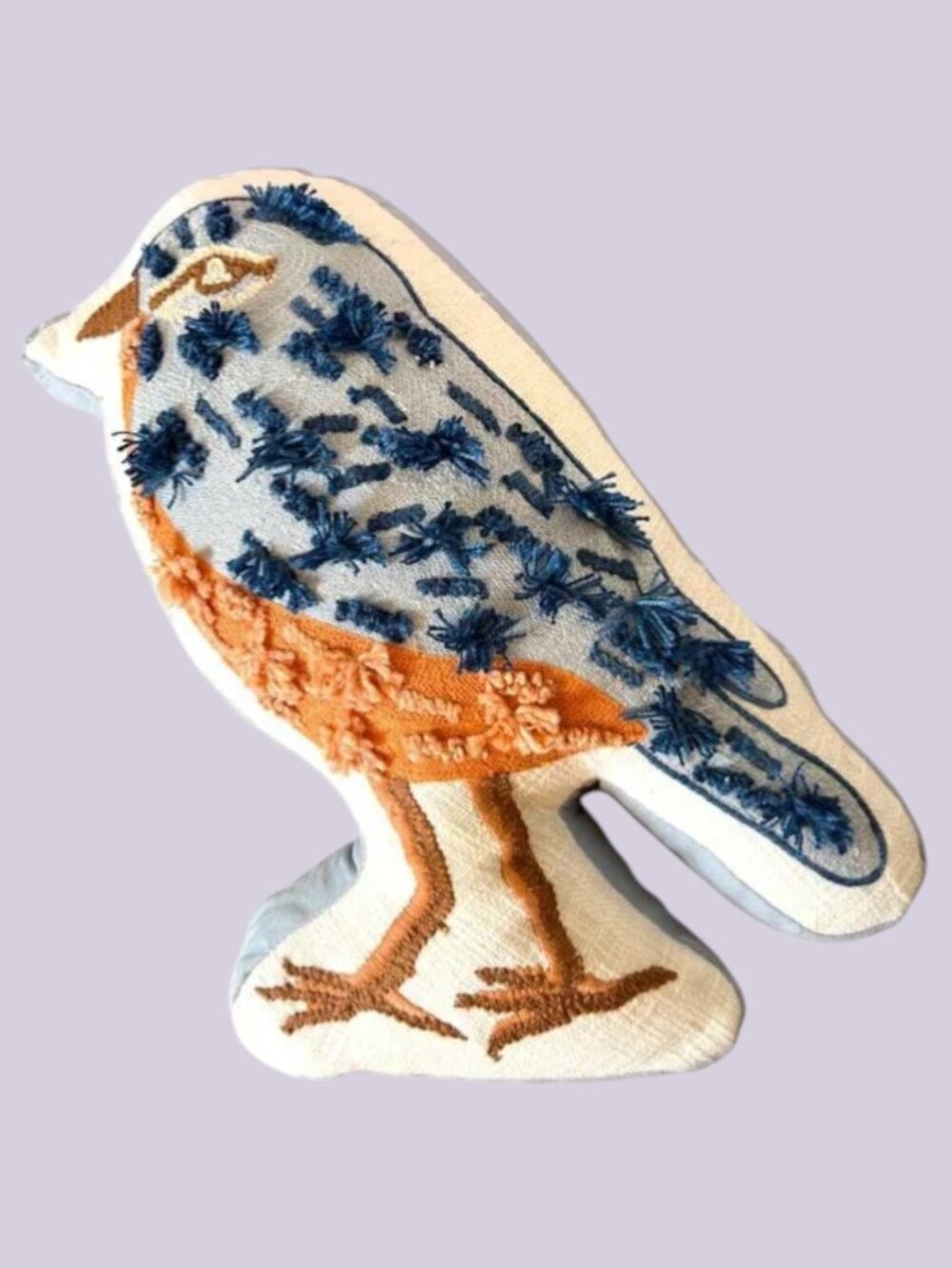 Bluebird Shaped Throw Pillow Tufted Embroidered Bird Accent Pillow Spring Decor